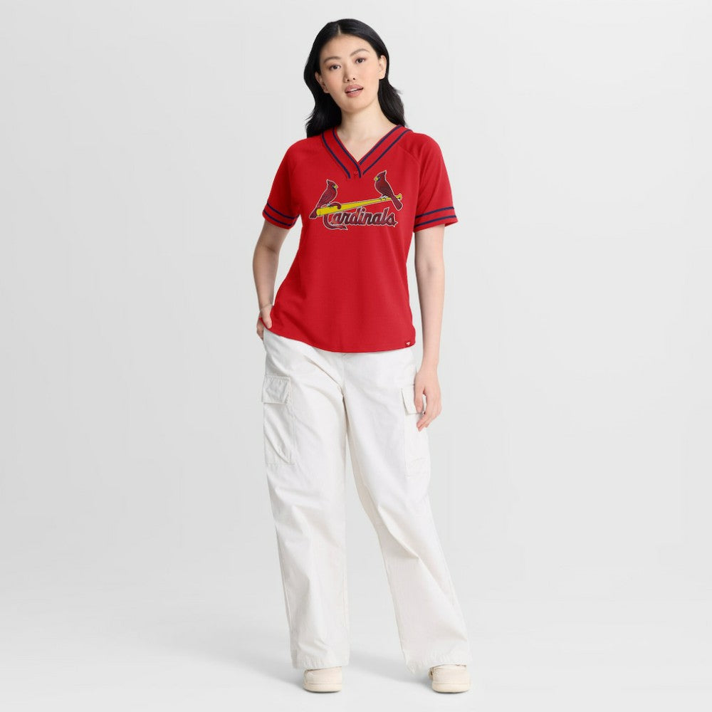 St. Louis Cardinals Women's Diva Race Ahead Raglan V-Neck T-Shirt - Red