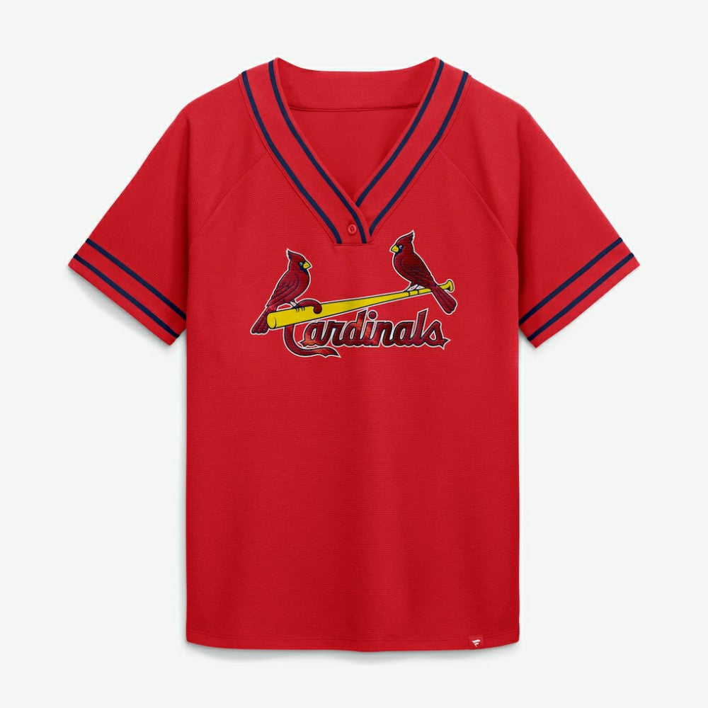 St. Louis Cardinals Women's Diva Race Ahead Raglan V-Neck T-Shirt - Red