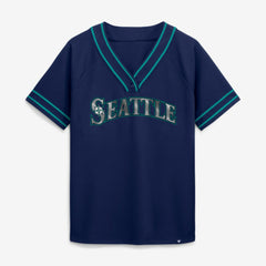 Seattle Mariners Women's Diva Race Ahead Raglan V-Neck T-Shirt - Navy
