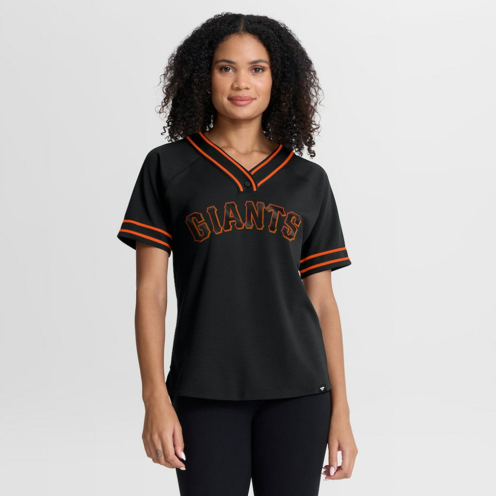 San Francisco Giants Women's Diva Race Ahead Raglan V-Neck T-Shirt - Black