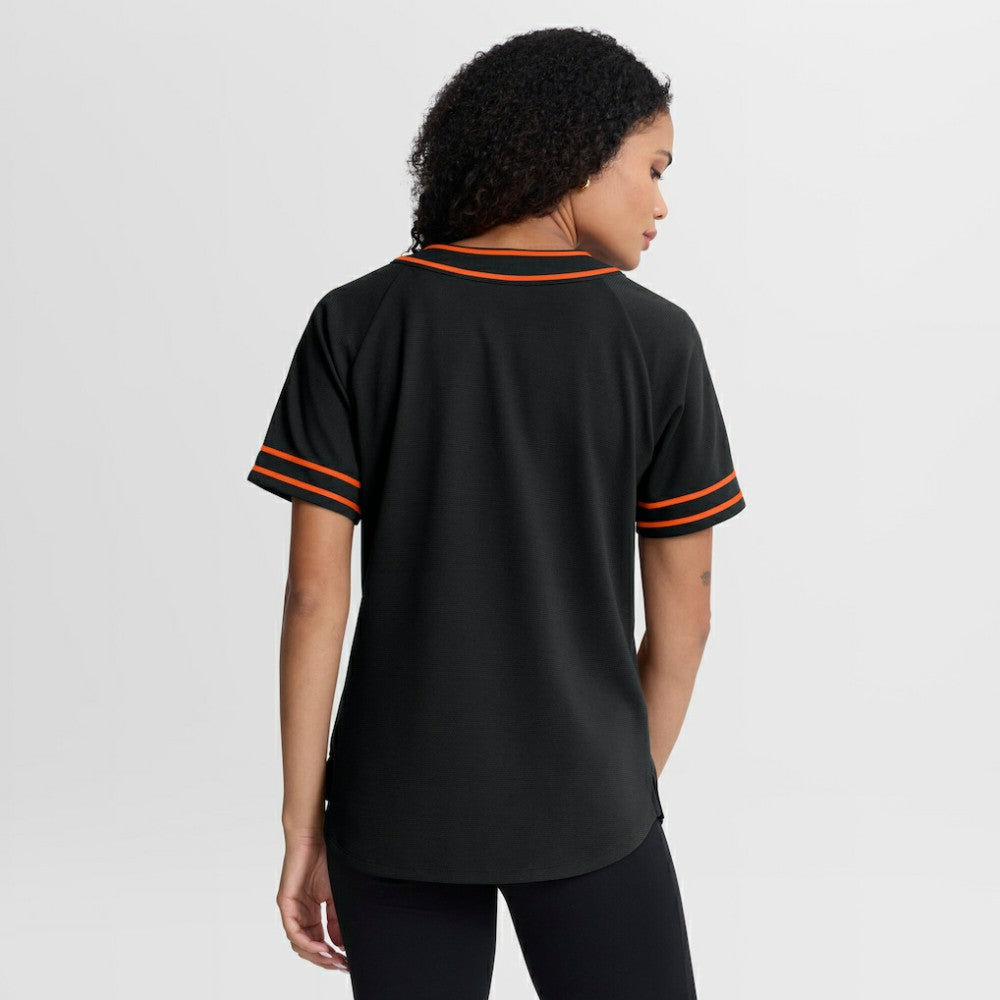 San Francisco Giants Women's Diva Race Ahead Raglan V-Neck T-Shirt - Black