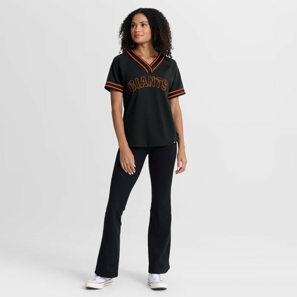 San Francisco Giants Women's Diva Race Ahead Raglan V-Neck T-Shirt - Black