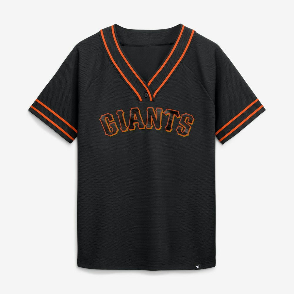 San Francisco Giants Women's Diva Race Ahead Raglan V-Neck T-Shirt - Black