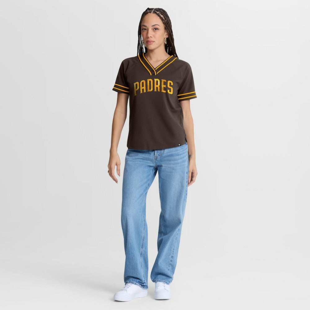 San Diego Padres Women's Diva Race Ahead Raglan V-Neck T-Shirt - Brown