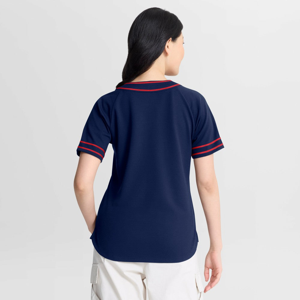 Minnesota Twins Women's Diva Race Ahead Raglan V-Neck T-Shirt - Navy