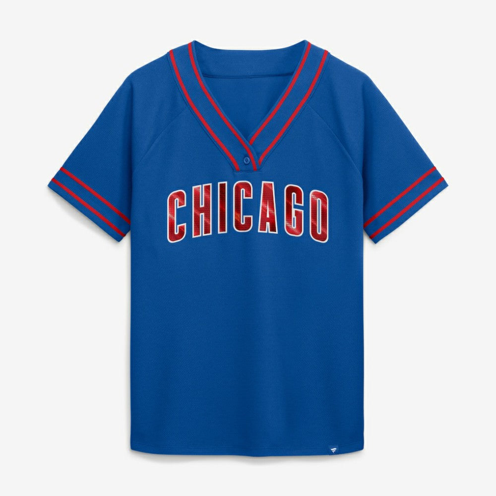 Chicago Cubs Women's Diva Race Ahead Raglan V-Neck T-Shirt - Royal