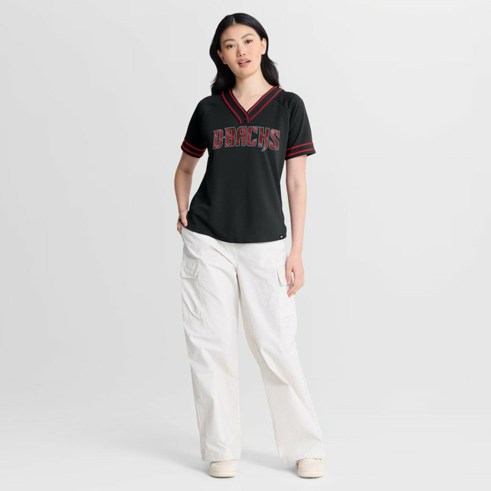 Arizona Diamondbacks Women's Diva Race Ahead Raglan V-Neck T-Shirt - Black