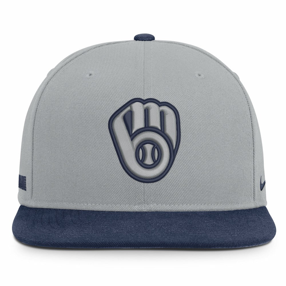 Milwaukee Brewers Primetime Pro Dri-FIT Snapback Hat - Gray/Navy | Nike