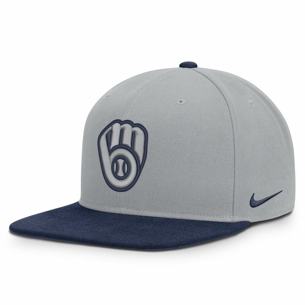 Milwaukee Brewers Primetime Pro Dri-FIT Snapback Hat - Gray/Navy | Nike