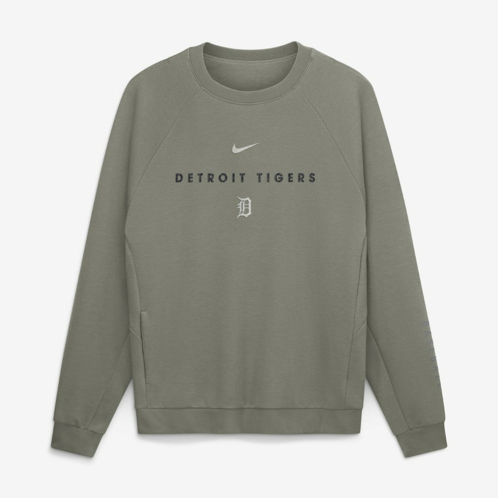 Detroit Tigers Statement Primary Raglan Dri-FIT Sweatshirt - Olive | Nike