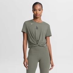 Los Angeles Dodgers Women's One Twist Dri-FIT Cropped T-Shirt - Olive | Nike