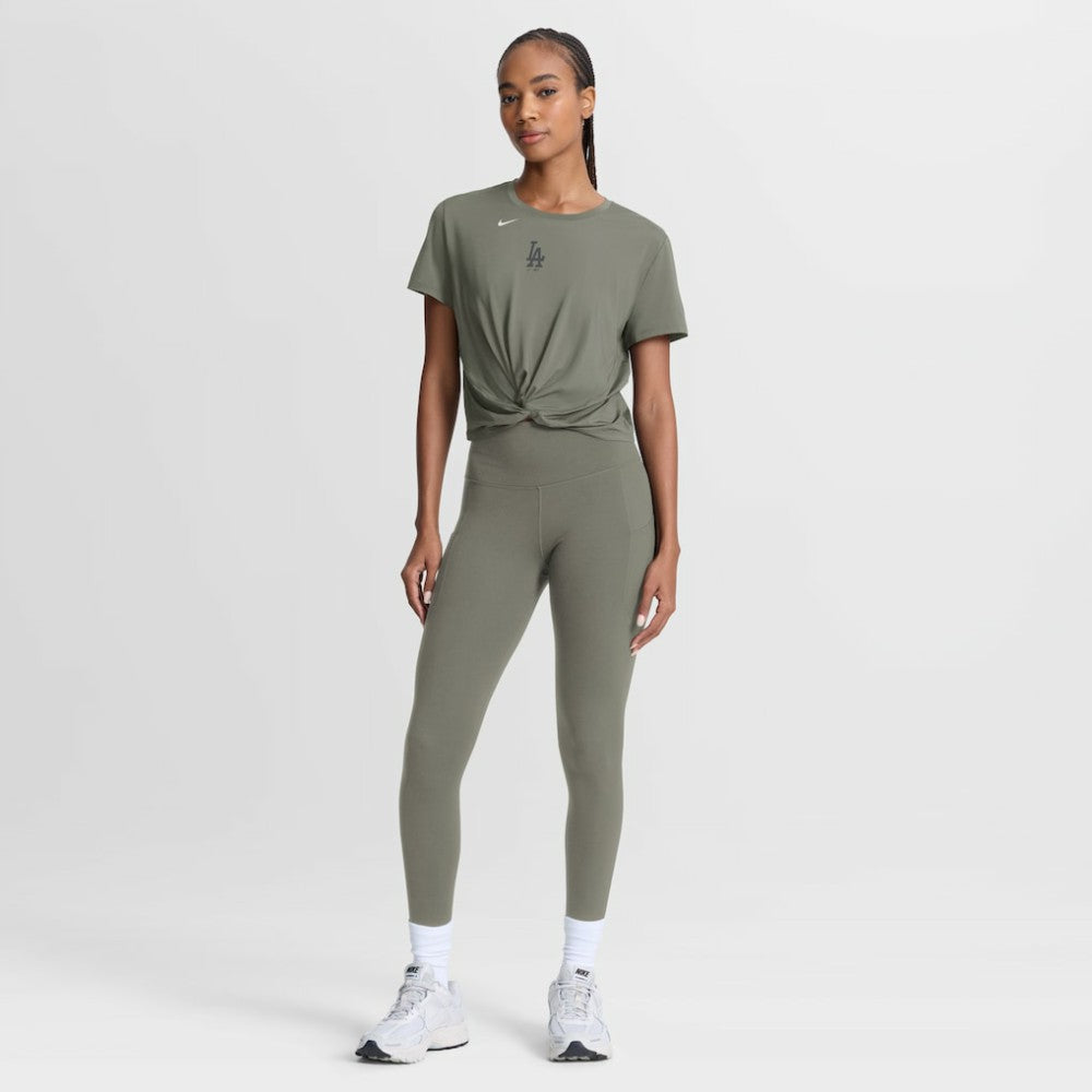 Los Angeles Dodgers Women's One Twist Dri-FIT Cropped T-Shirt - Olive | Nike