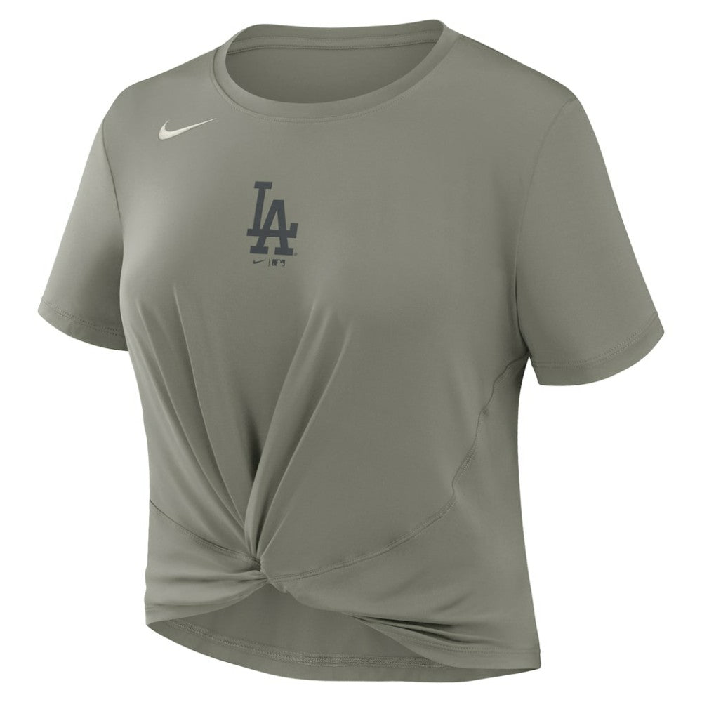Los Angeles Dodgers Women's One Twist Dri-FIT Cropped T-Shirt - Olive | Nike