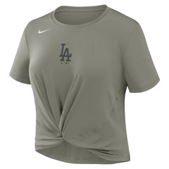 Los Angeles Dodgers Women's One Twist Dri-FIT Cropped T-Shirt - Olive | Nike