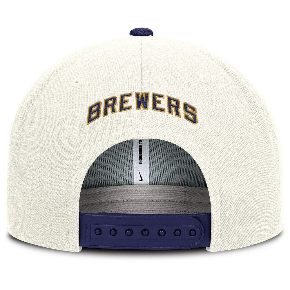 Milwaukee Brewers Cooperstown Pro Dri-FIT Snapback Hat - Cream/Royal | Nike