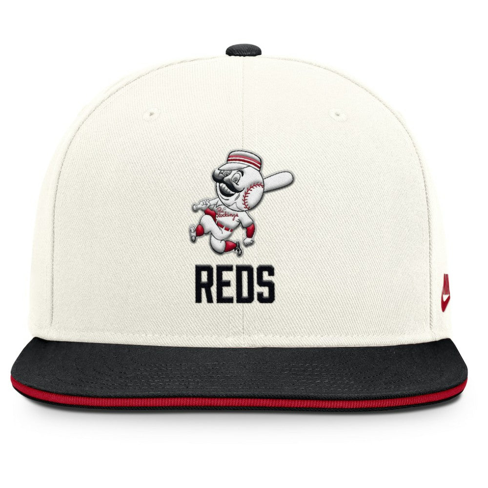 Cincinnati Reds Cooperstown Pro Dri-FIT Snapback Hat - Cream/Black | Nike