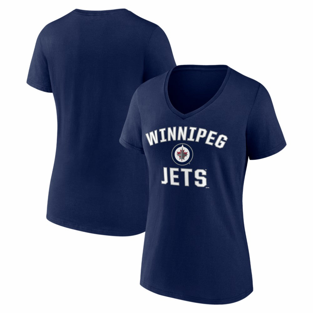 Winnipeg Jets Logo Athletic Women's Arch Victory V-Neck T-Shirt