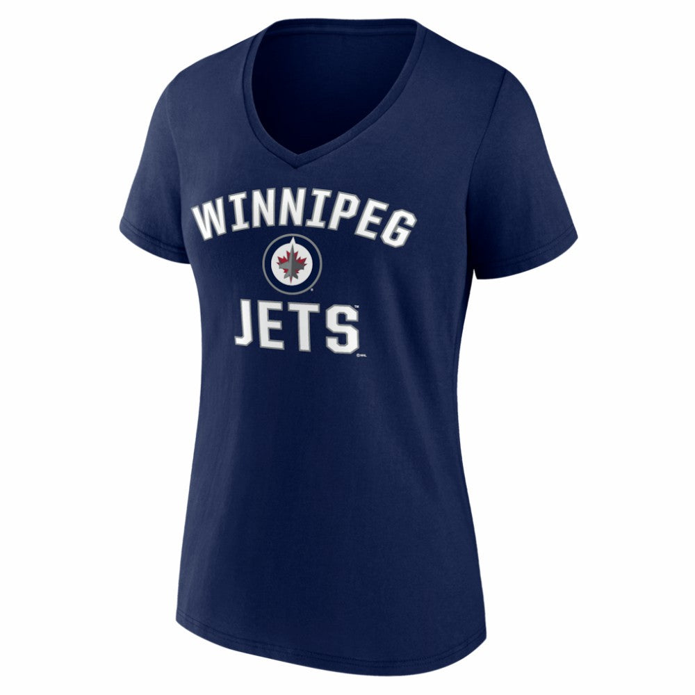 Winnipeg Jets Logo Athletic Women's Arch Victory V-Neck T-Shirt