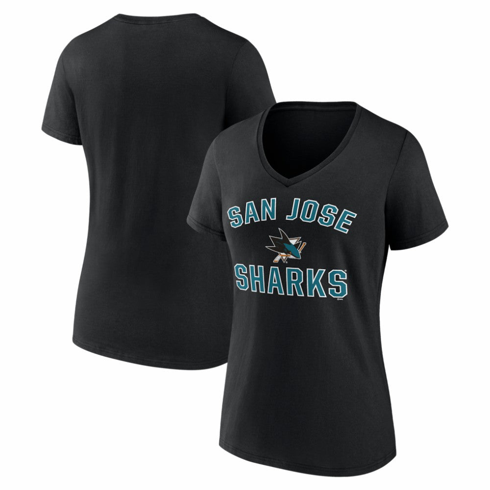 San Jose Sharks Logo Athletic Women's Arch Victory V-Neck T-Shirt