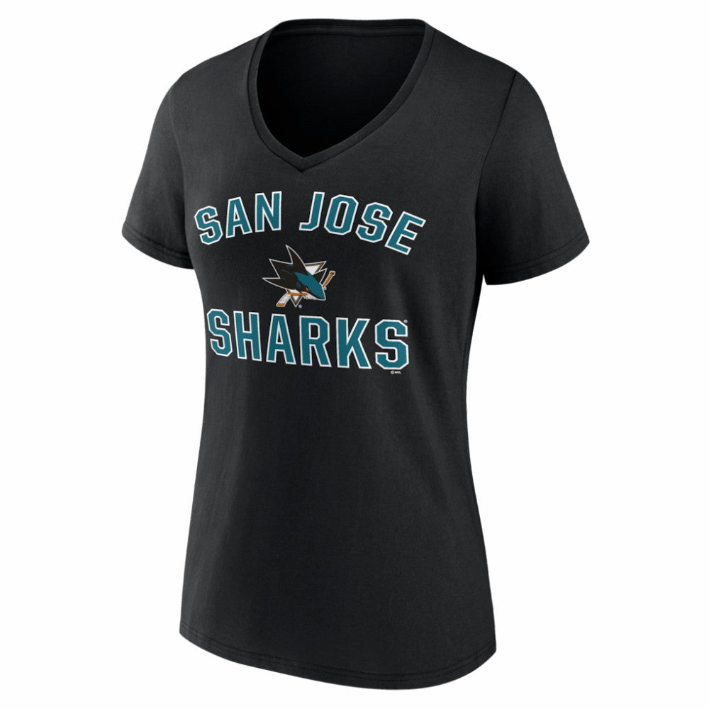San Jose Sharks Logo Athletic Women's Arch Victory V-Neck T-Shirt
