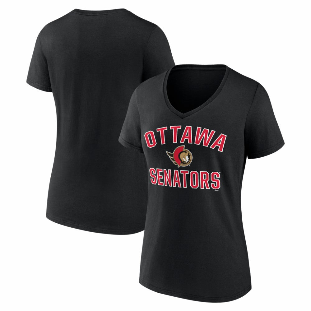 Ottawa Senators Logo Athletic Women's Arch Victory V-Neck T-Shirt