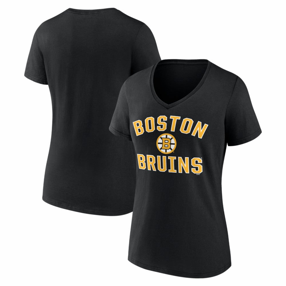 Boston Bruins Logo Athletic Women's Arch Victory V-Neck T-Shirt