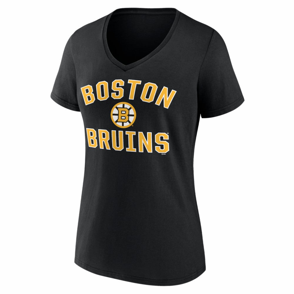 Boston Bruins Logo Athletic Women's Arch Victory V-Neck T-Shirt