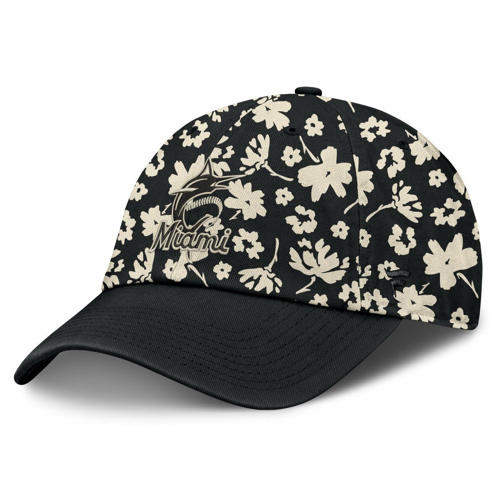 Miami Marlins Women's Blossom Adjustable Hat - Black