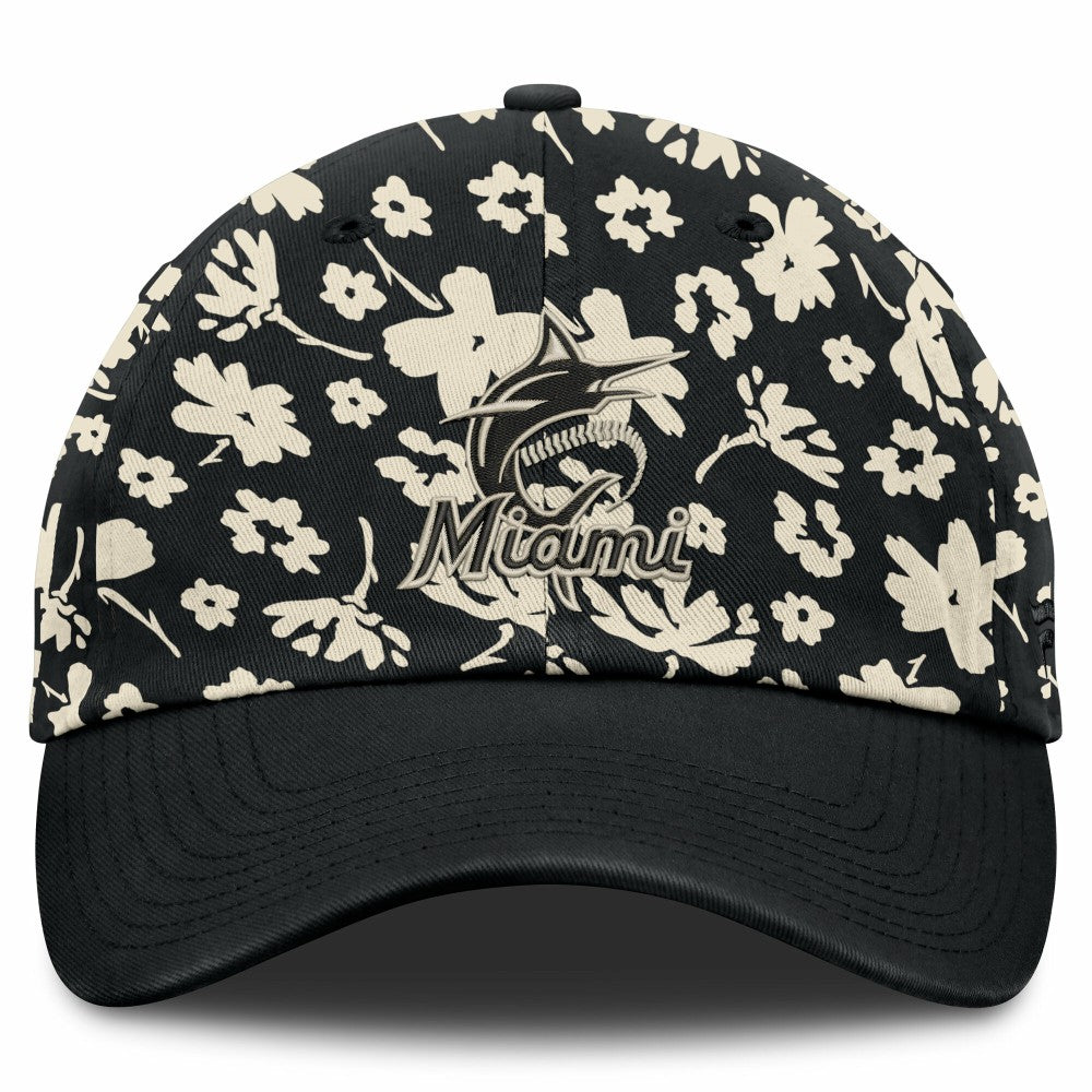 Miami Marlins Women's Blossom Adjustable Hat - Black