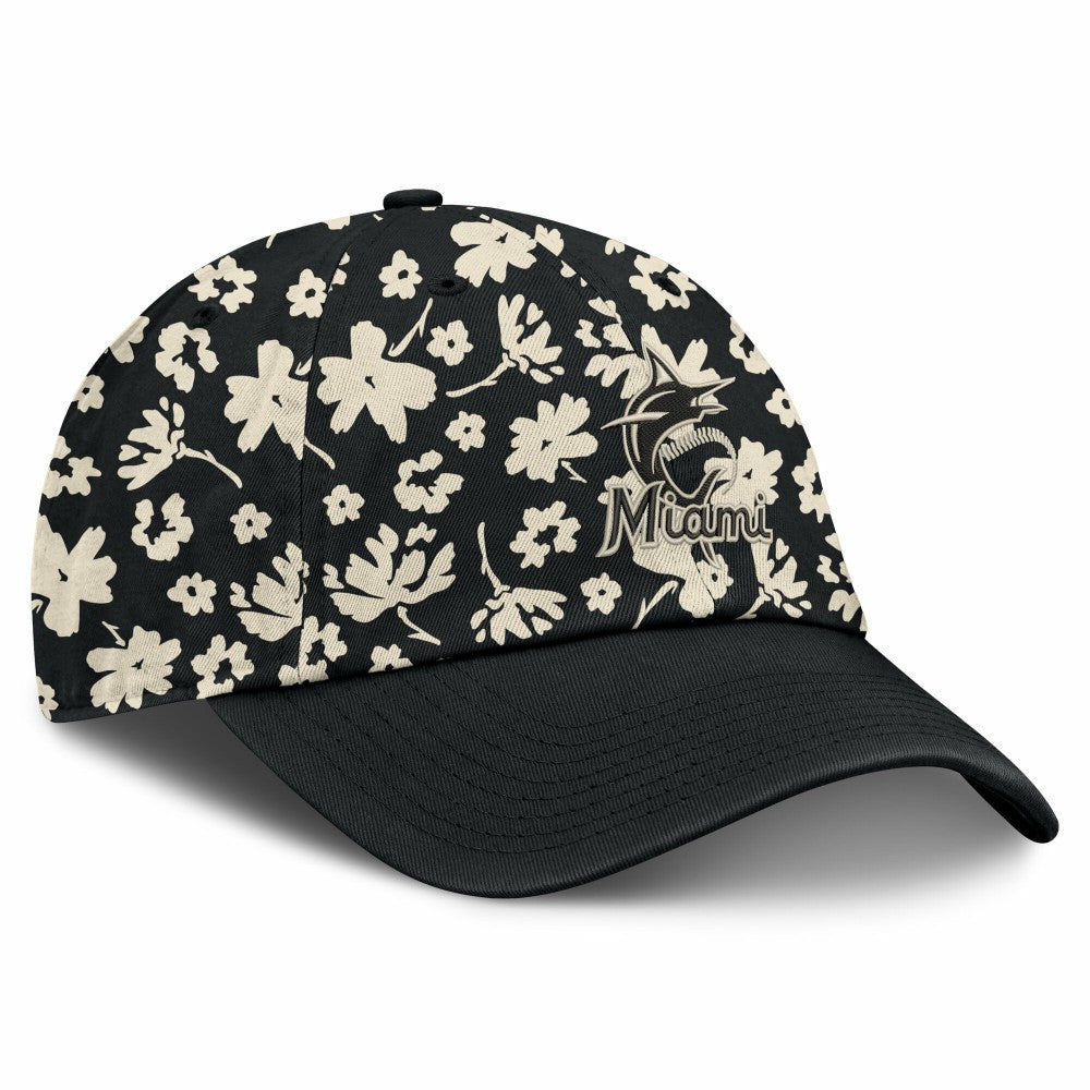 Miami Marlins Women's Blossom Adjustable Hat - Black
