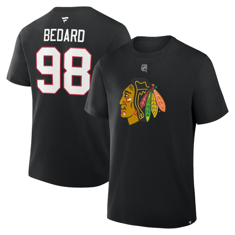 Connor Bedard Chicago Blackhawks Fanatics Authentic Stack Name & Number T-Shirt
