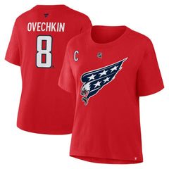 Alexander Ovechkin Washington Capitals Fanatics Women's Authentic Stack Name & Number T-Shirt