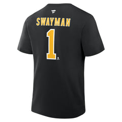 Jeremy Swayman Boston Bruins Fanatics Authentic Stack Name & Number T-Shirt