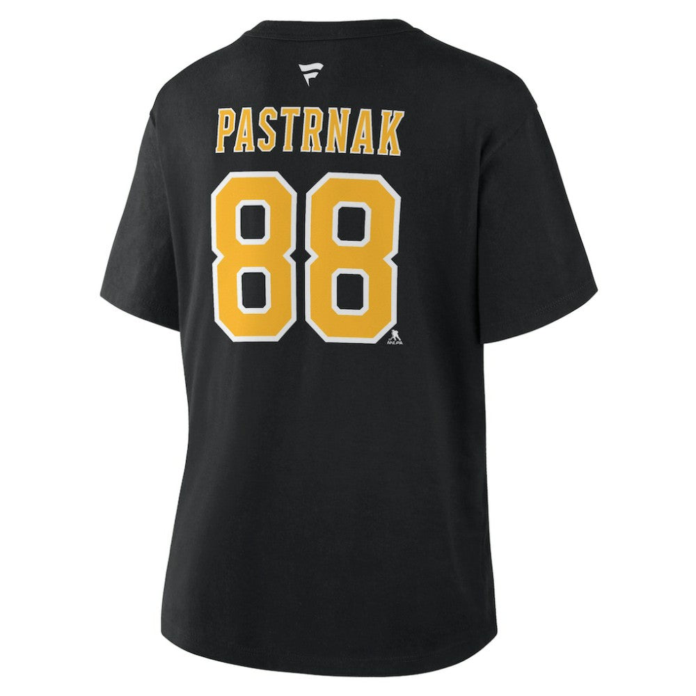 David Pastrnak Boston Bruins Fanatics Women's Authentic Stack Name & Number T-Shirt