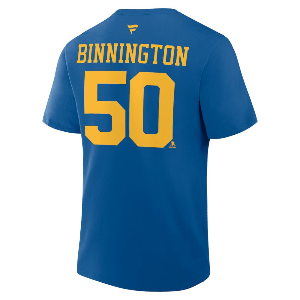 Jordan Binnington St. Louis Blues Fanatics Authentic Stack Name & Number T-Shirt