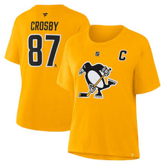 Sidney Crosby Pittsburgh Penguins Fanatics Women's Authentic Stack Name & Number T-Shirt