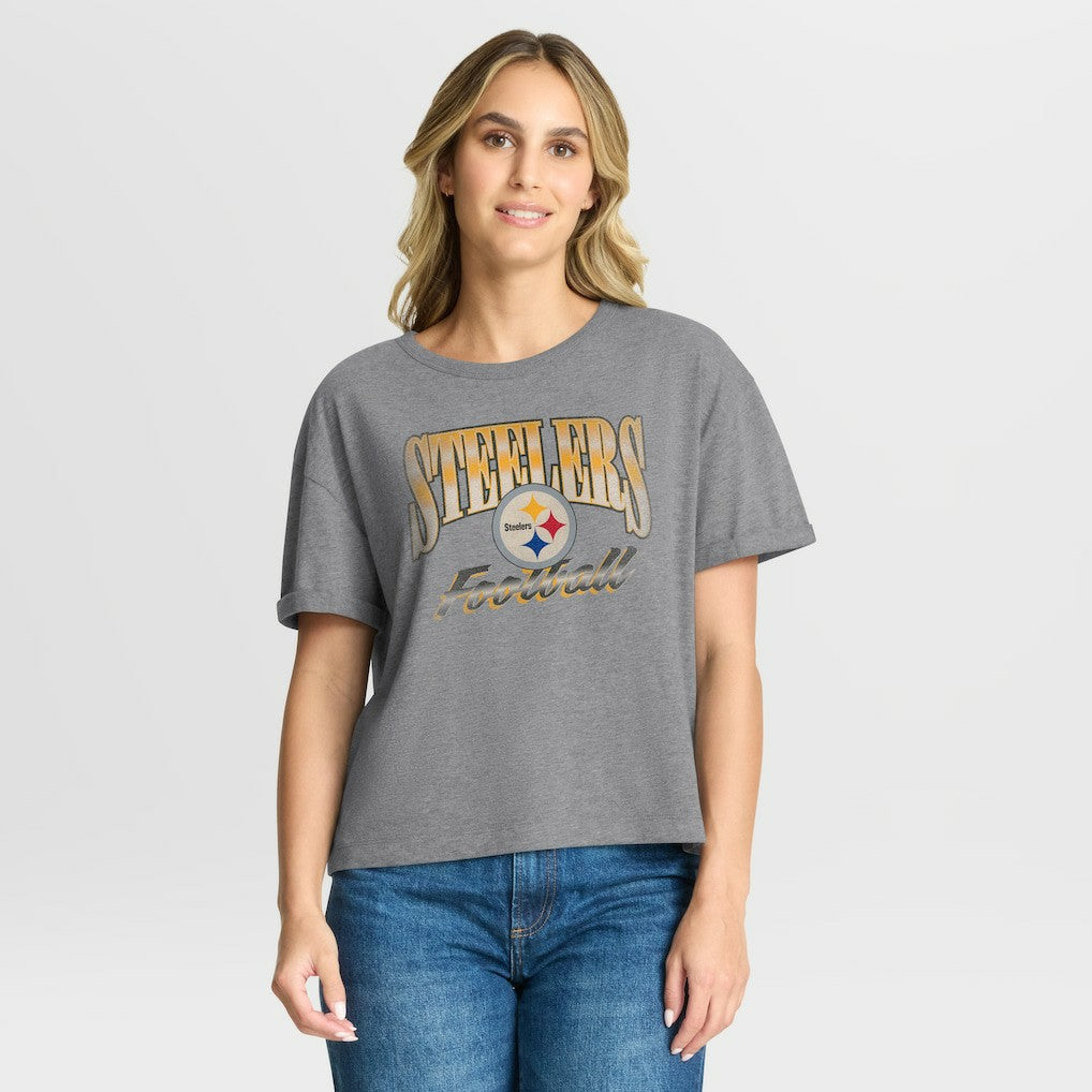 NFL Pittsburgh Steelers Women's Overplayed Tribute Tri-Blend Boxy T-Shirt