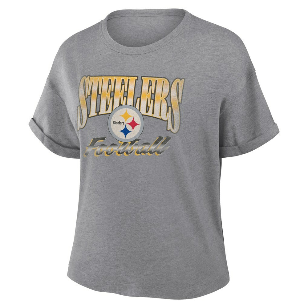 NFL Pittsburgh Steelers Women's Overplayed Tribute Tri-Blend Boxy T-Shirt