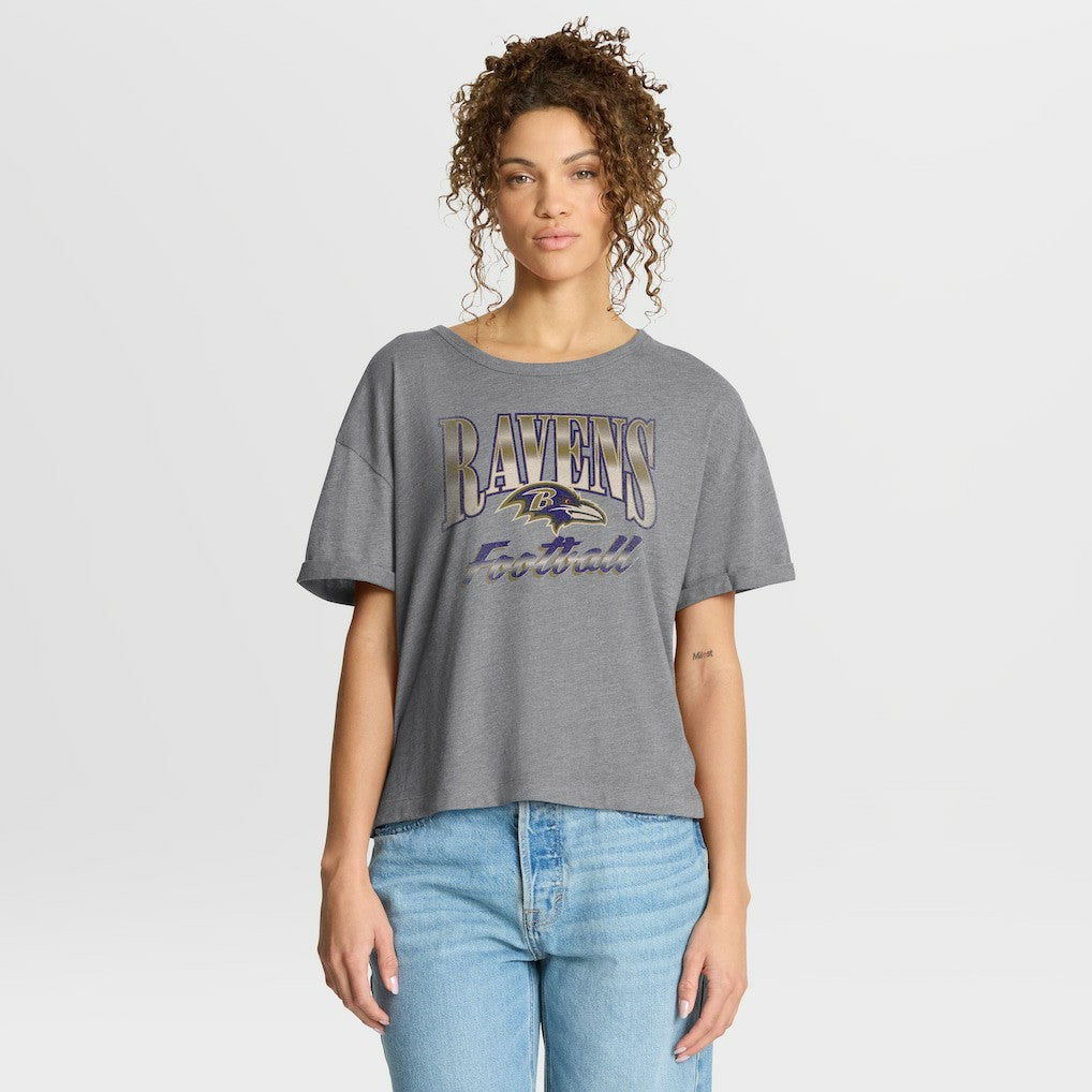 NFL Baltimore Ravens Women's Overplayed Tribute Tri-Blend Boxy T-Shirt