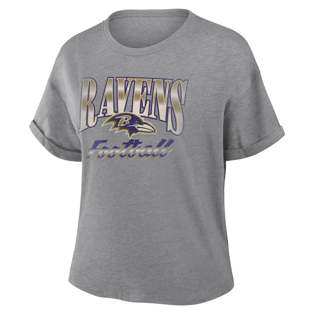NFL Baltimore Ravens Women's Overplayed Tribute Tri-Blend Boxy T-Shirt
