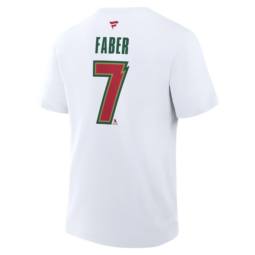 Brock Faber Minnesota Wild Fanatics Authentic Stack Name & Number T-Shirt