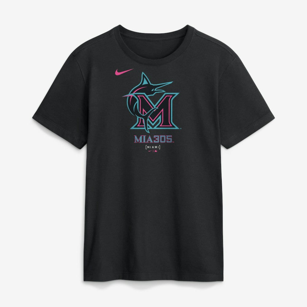 Miami Marlins City Connect Large Logo T-Shirt - Black | Nike