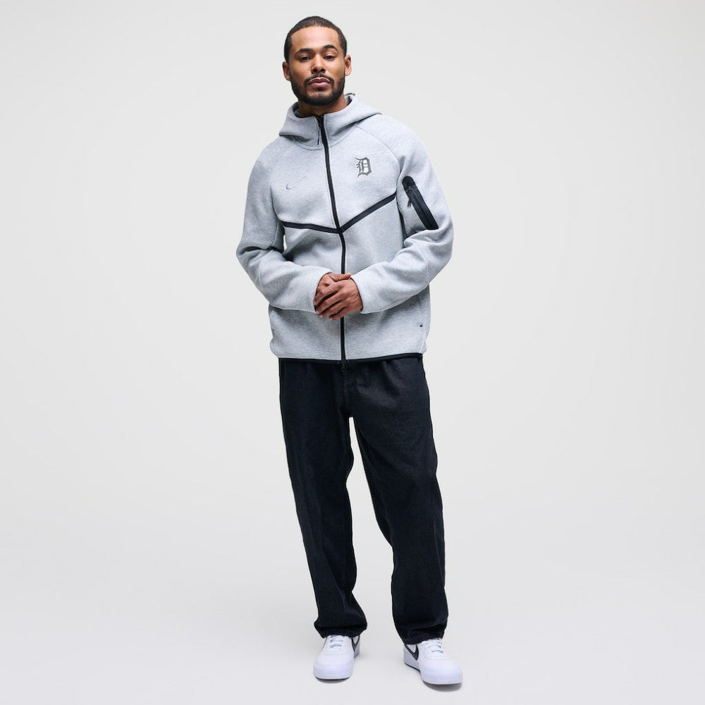 Detroit Tigers Tech Fleece Raglan Full-Zip Windrunner Hoodie - Heather Gray | Nike