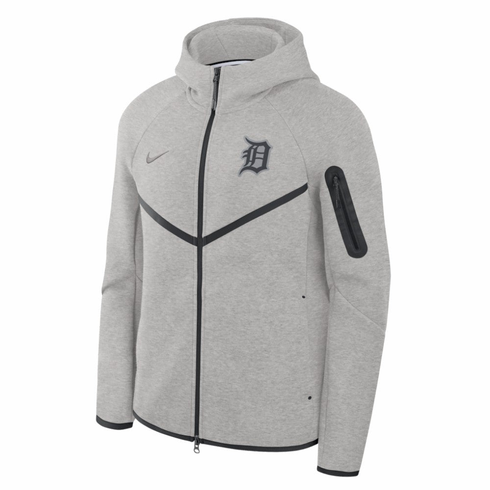 Detroit Tigers Tech Fleece Raglan Full-Zip Windrunner Hoodie - Heather Gray | Nike