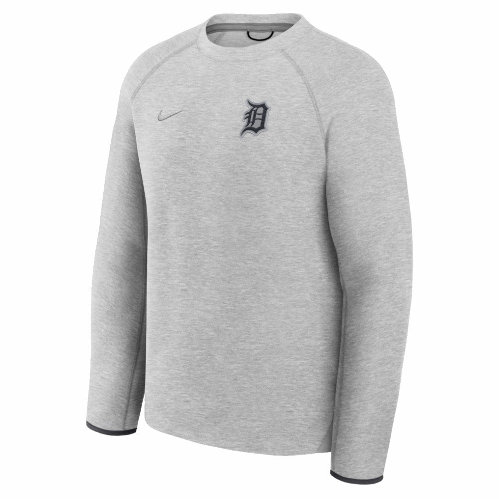 Detroit Tigers Tech Fleece Raglan Sweatshirt - Heather Charcoal | Nike