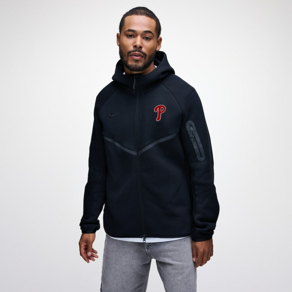 Philadelphia Phillies Tech Fleece Raglan Full-Zip Windrunner Hoodie - Black | Nike