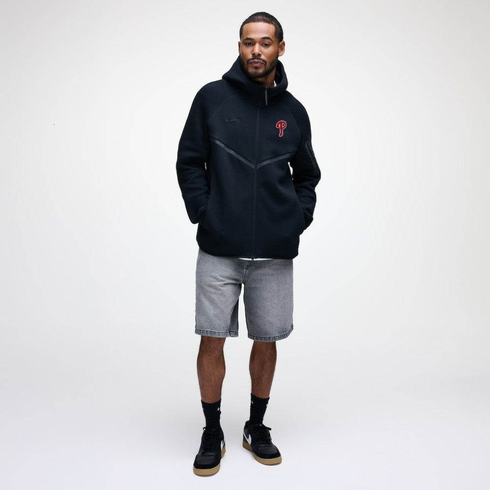 Philadelphia Phillies Tech Fleece Raglan Full-Zip Windrunner Hoodie - Black | Nike