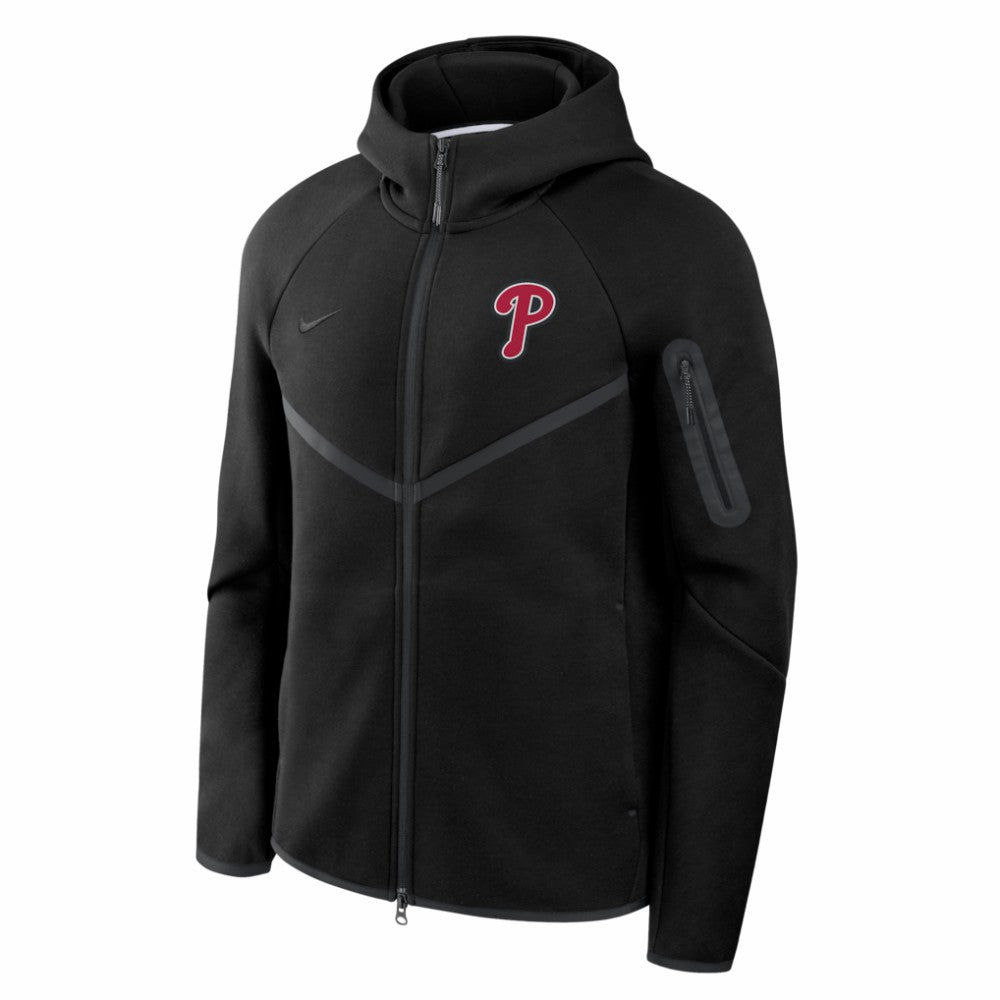 Philadelphia Phillies Tech Fleece Raglan Full-Zip Windrunner Hoodie - Black | Nike