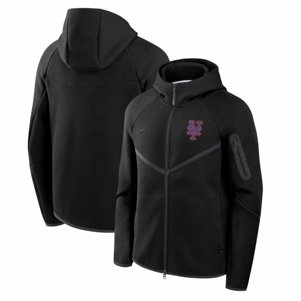 New York Mets Tech Fleece Raglan Full-Zip Windrunner Hoodie - Black | Nike
