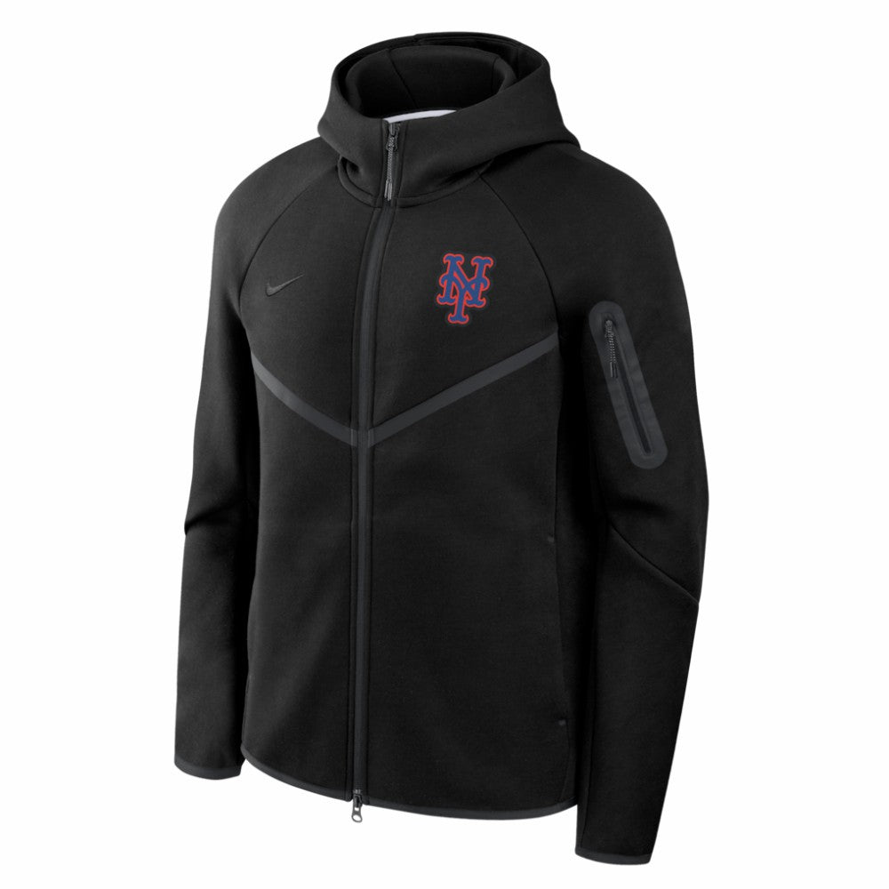 New York Mets Tech Fleece Raglan Full-Zip Windrunner Hoodie - Black | Nike